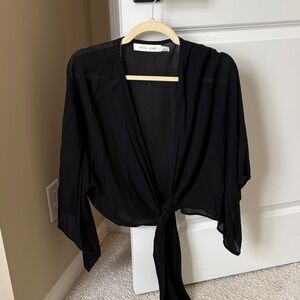 bishop + young Black Wrap Top